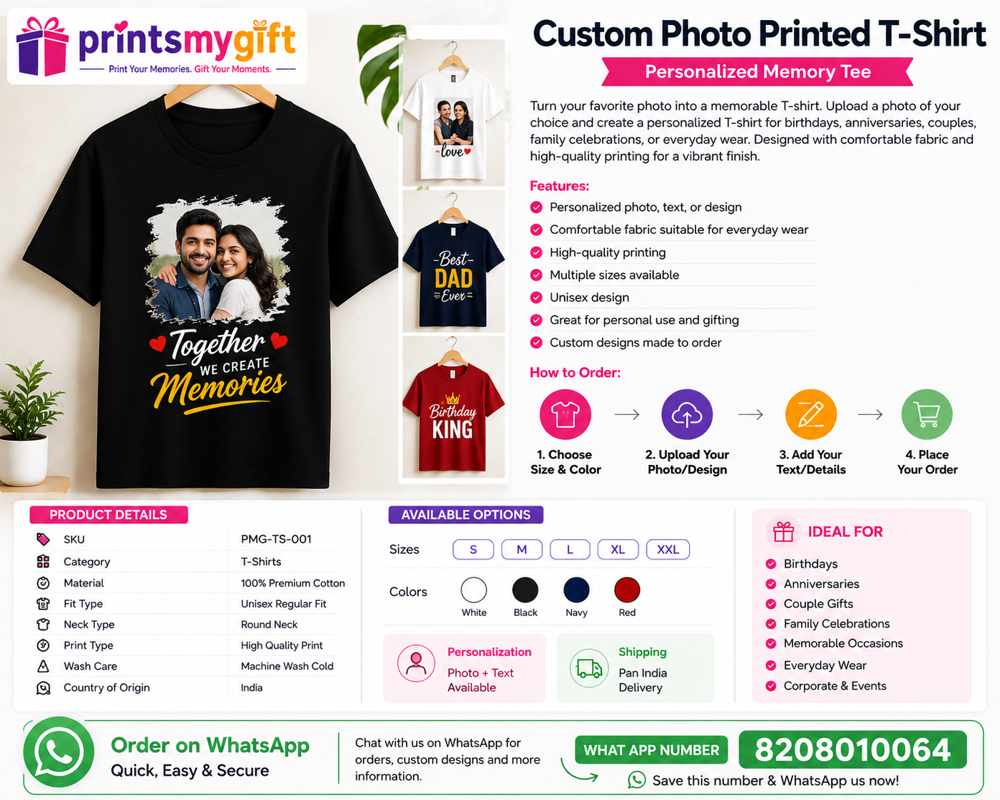 Custom Photo Printed T-Shirt – Personalized Memory Tee